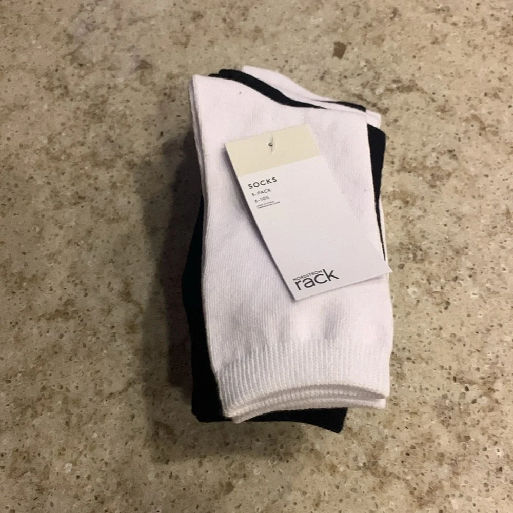 NWT Nordstrom Rack Brand Pack of Five Perfect Cotton Blend Crew Socks